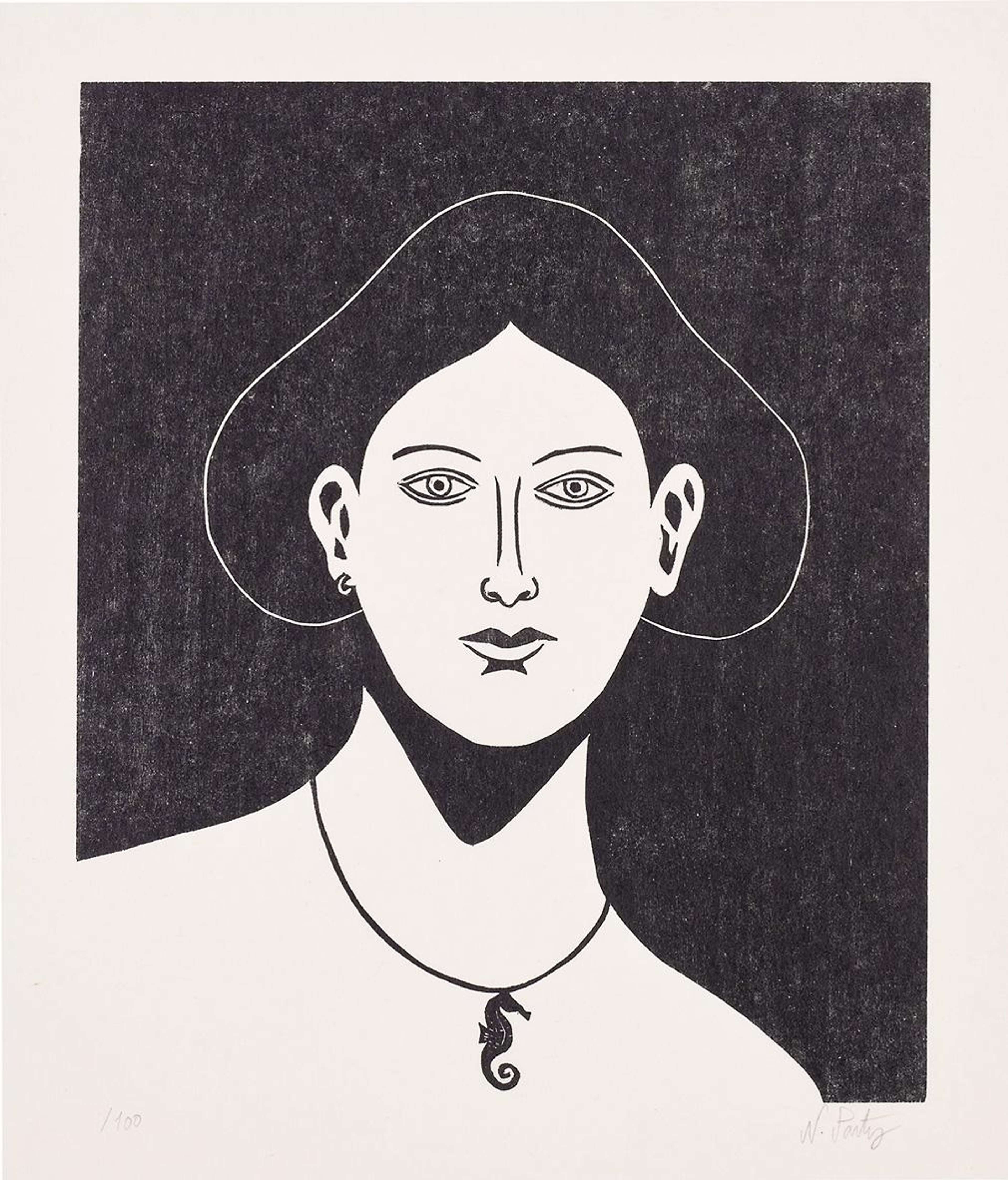 Portrait With A Seahorse Necklace - Signed Print by Nicolas Party 2021 - MyArtBroker