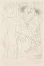 Pablo Picasso: Rembrandt Et Femme Au Voile (La Suite Vollard; Plate 36) - Signed Print