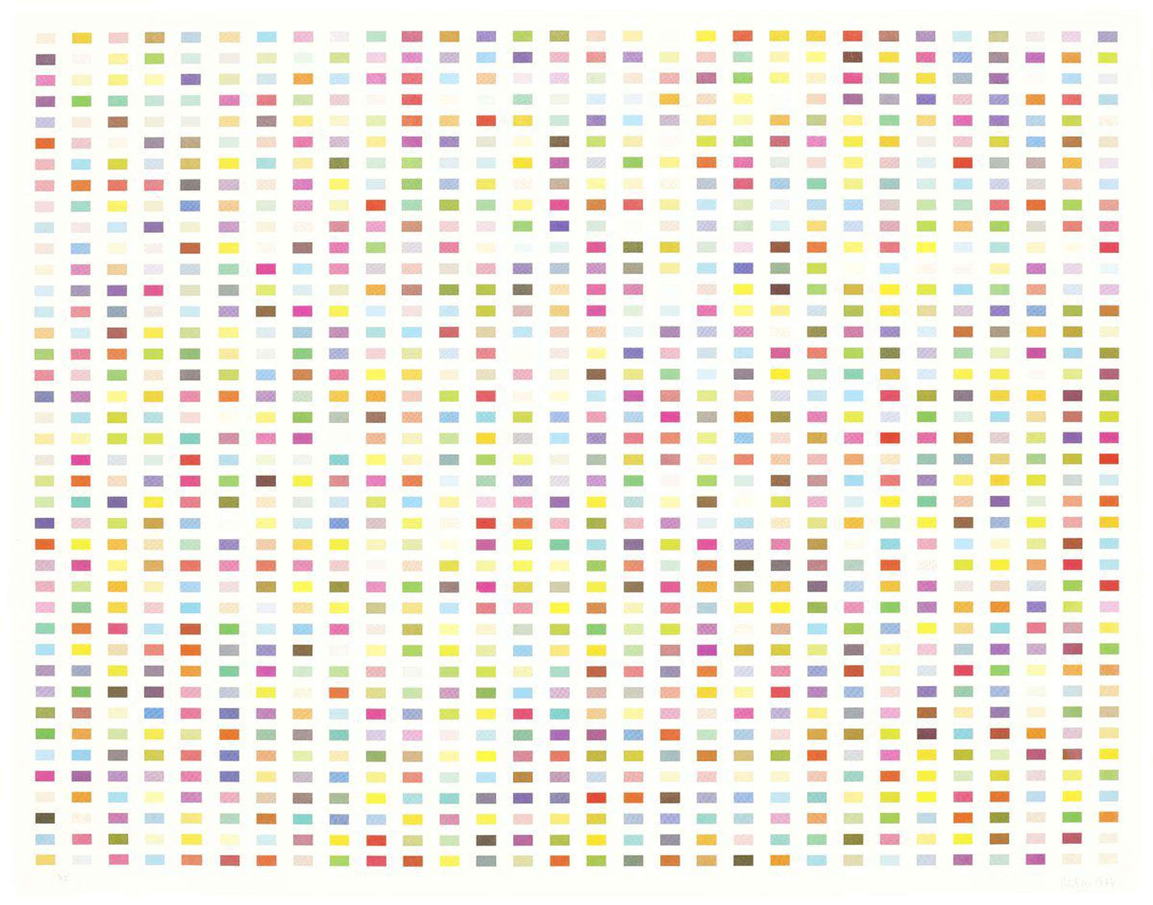 Carrés colorés dans une grille systématique