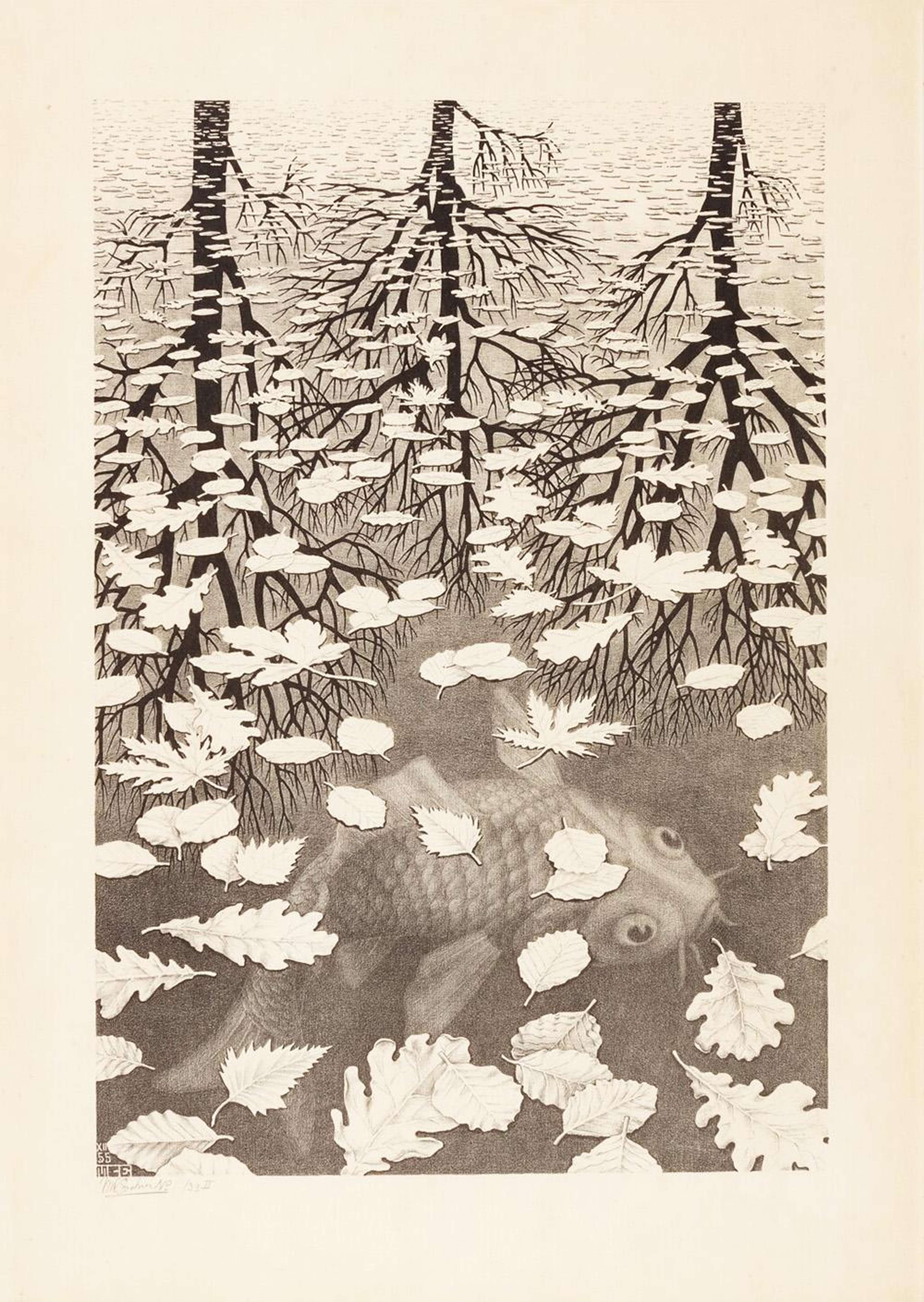 Three Worlds - Signed Print by Maurits Cornelis Escher 1955 - MyArtBroker
