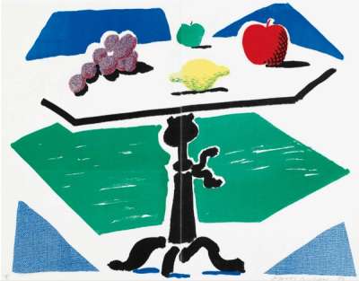 Apples, Grapes, Lemon On A Table - Signed Print by David Hockney 1988 - MyArtBroker