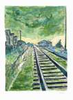 Train Tracks Green (2010) - Signed Print