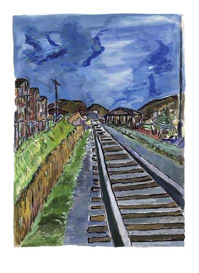 Train Tracks Blue (2010) - Signed Print by Bob Dylan 2010 - MyArtBroker