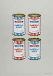 Soup Cans Quad (red and blue on grey) - Signed Print