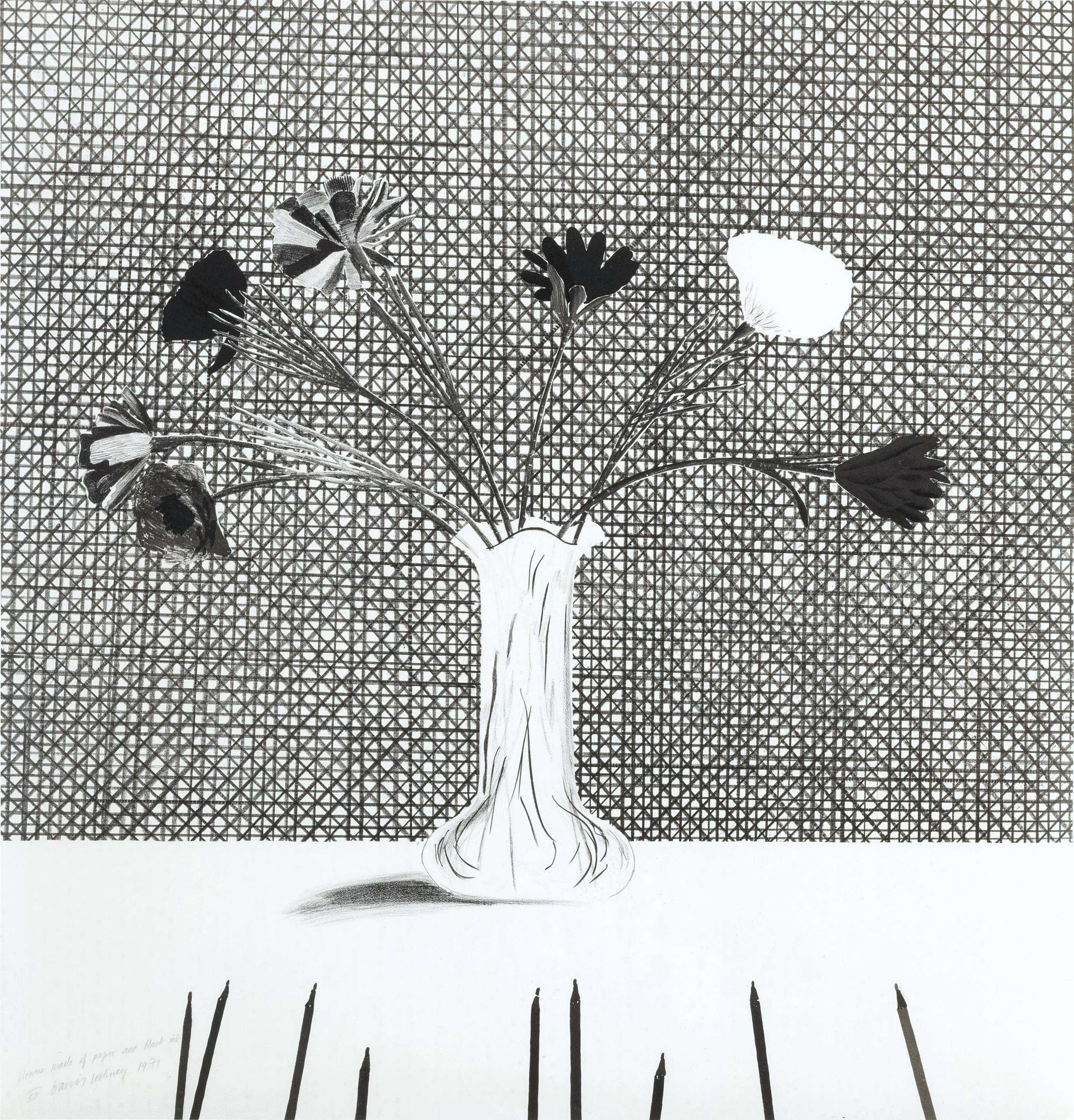 Flowers Made Of Paper And Black Ink by David Hockney