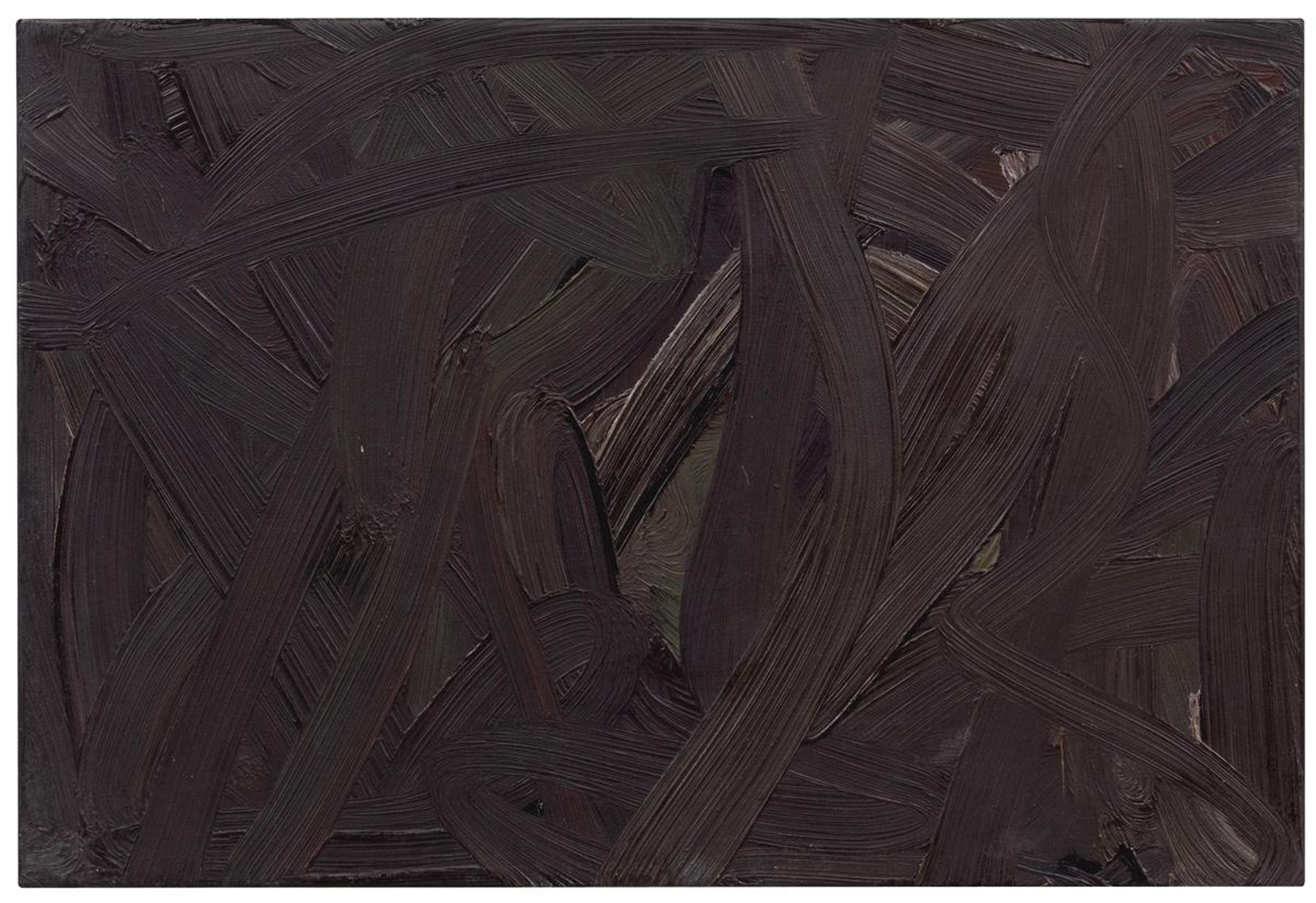 De larges touches de peinture sombre, épaisses et gestuelles