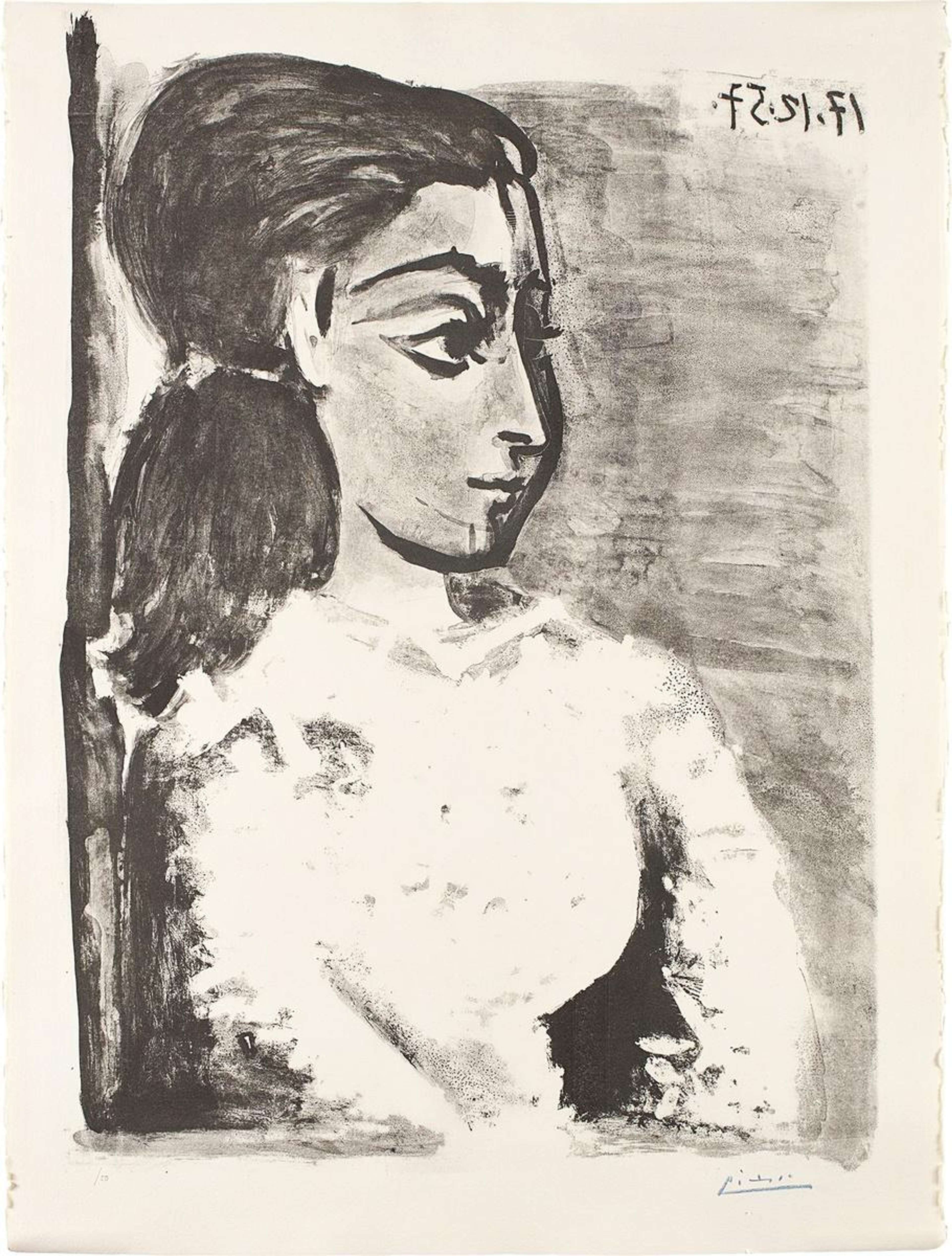 Buste De Femme Au Corsage Blanc Jacqueline De Profil de Pablo Picasso