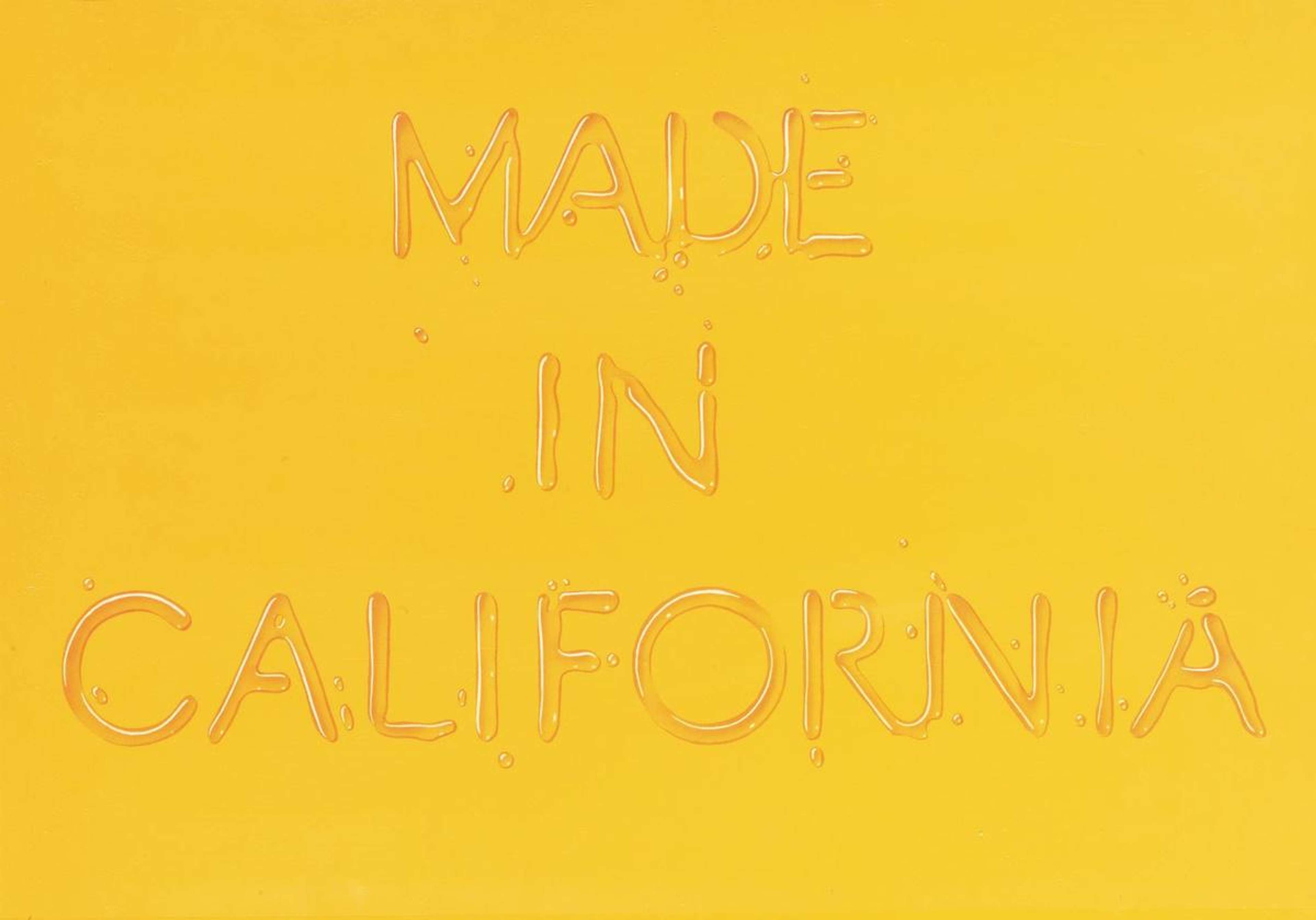 les mots « Made In California » sur un fond jaune vif