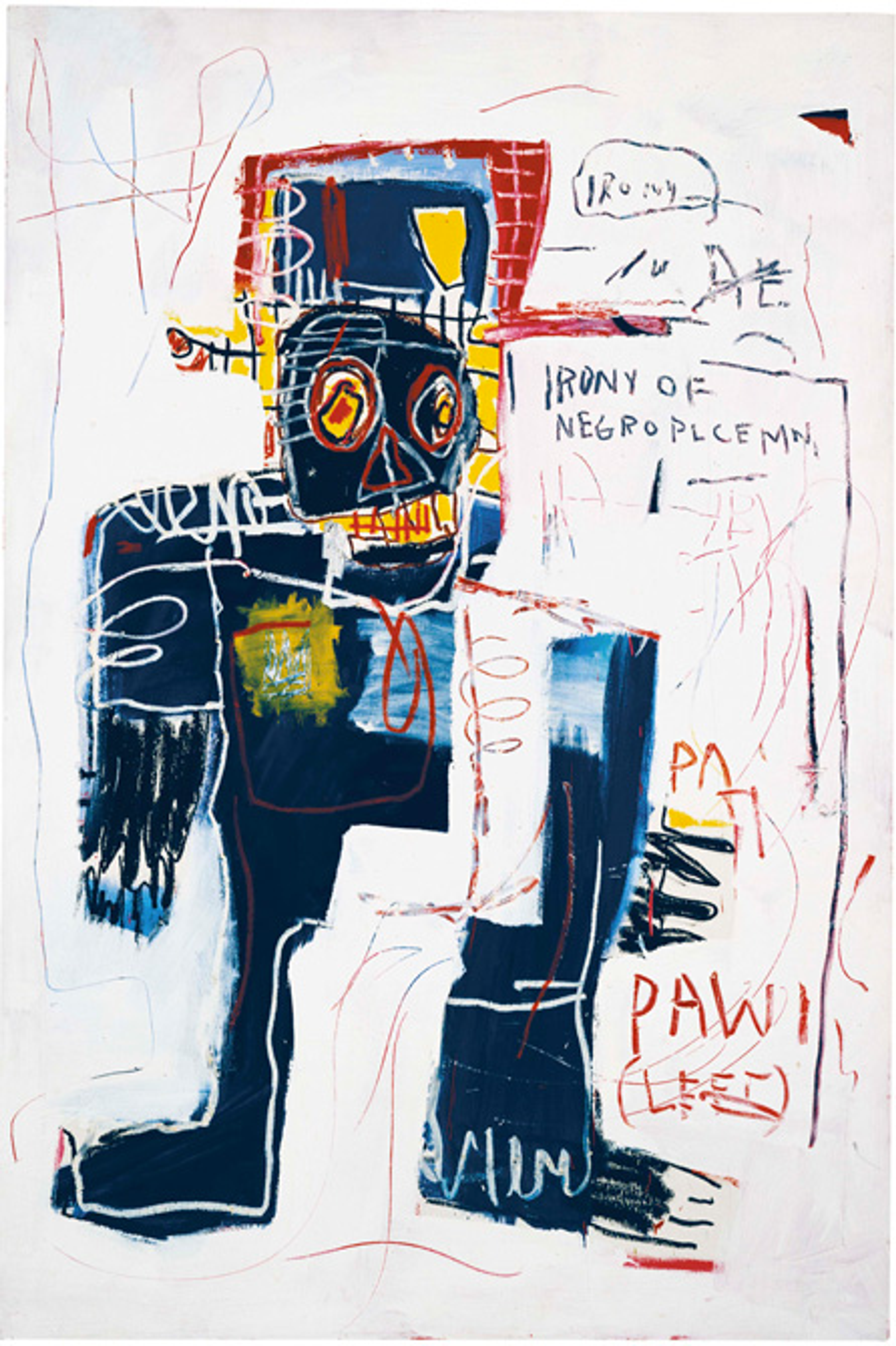 Peinture néo-expressionniste représentant un policier en figure abstraite bleue
