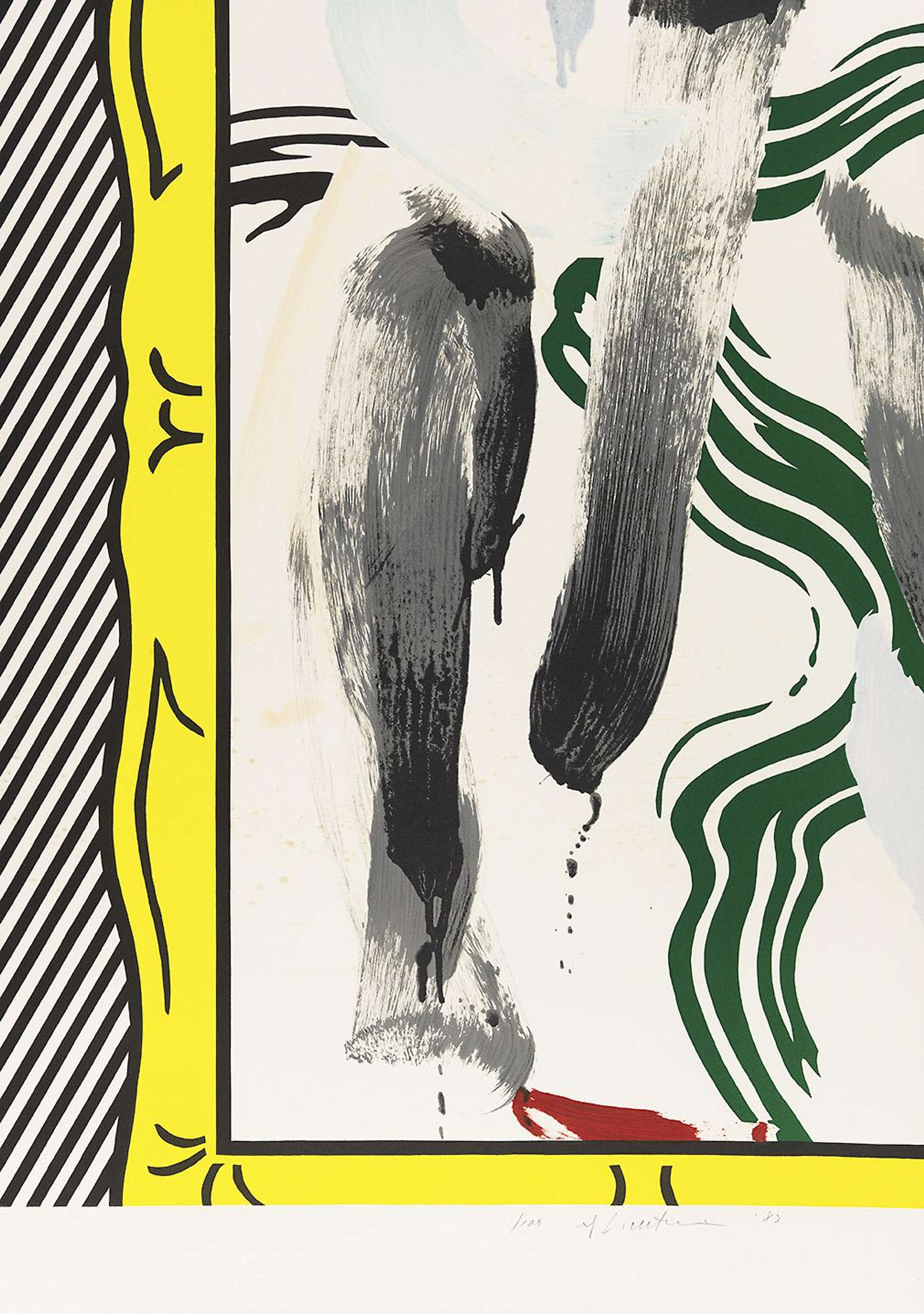 Brushstrokes within a Pop Art style frame