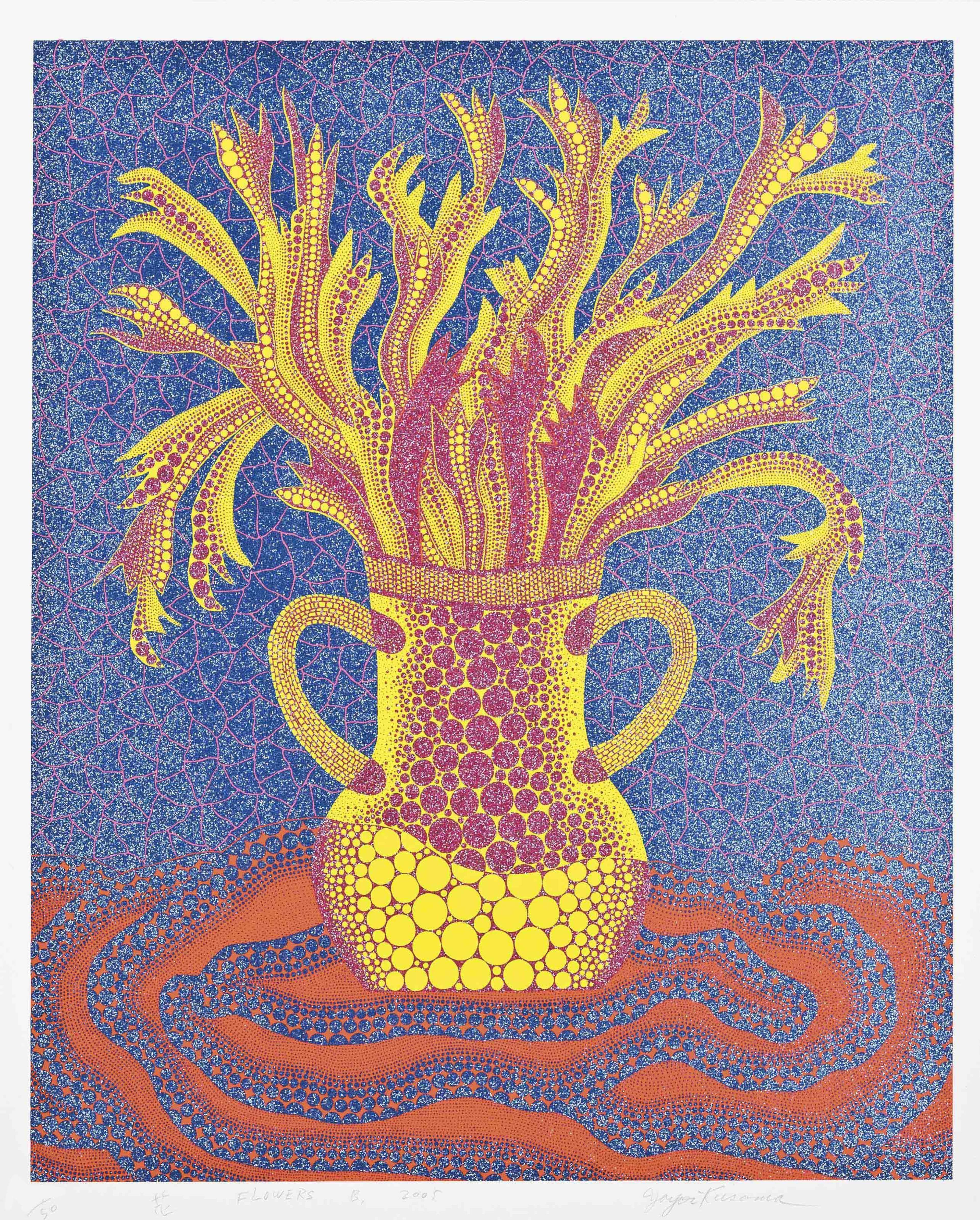 Flowers B, Kusama 347 - Signed Print by Yayoi Kusama 2005 - MyArtBroker