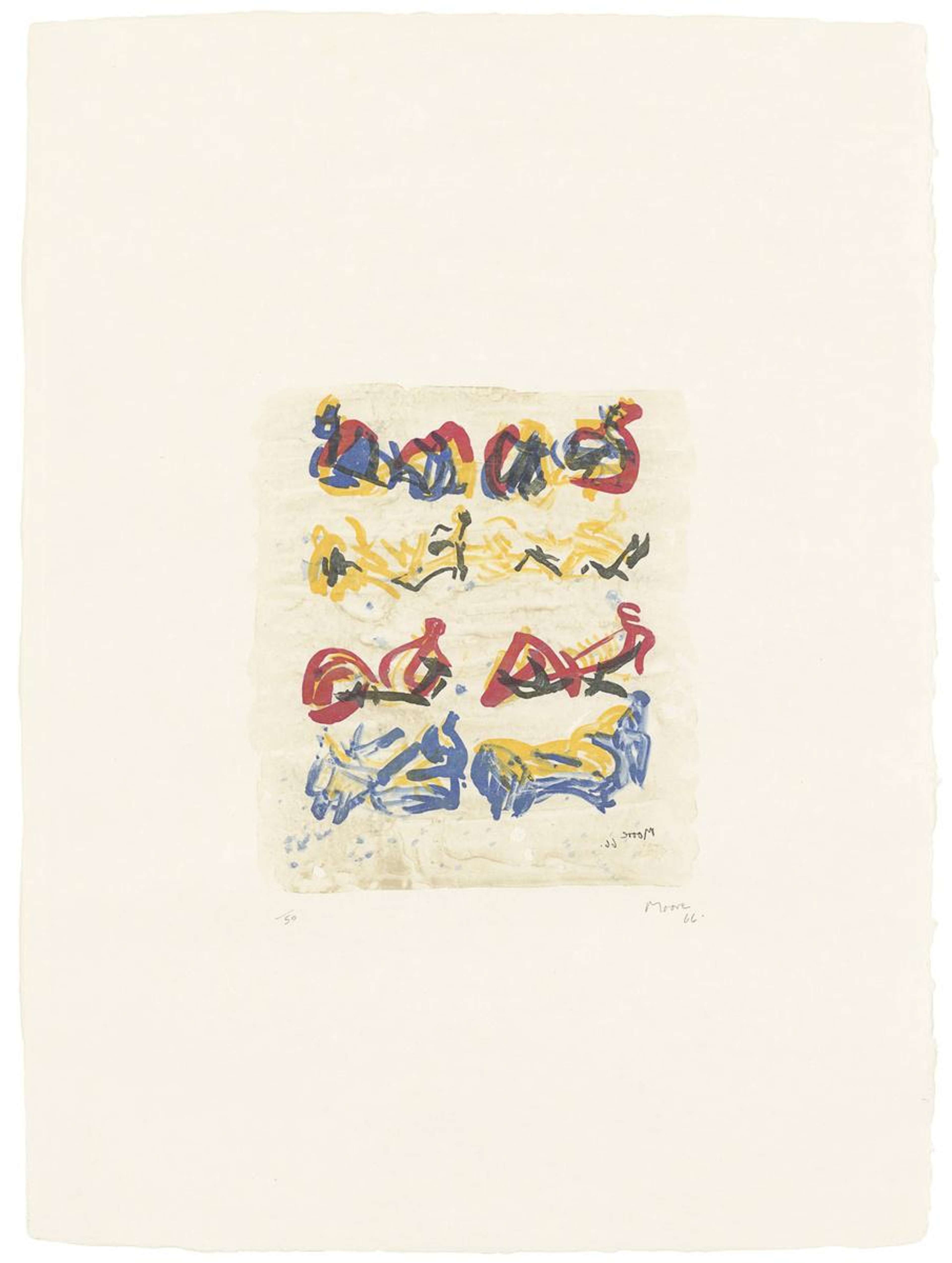 Eight Reclining Figures In Yellow Red And Blue - Signed Print by Henry Moore 1966 - MyArtBroker