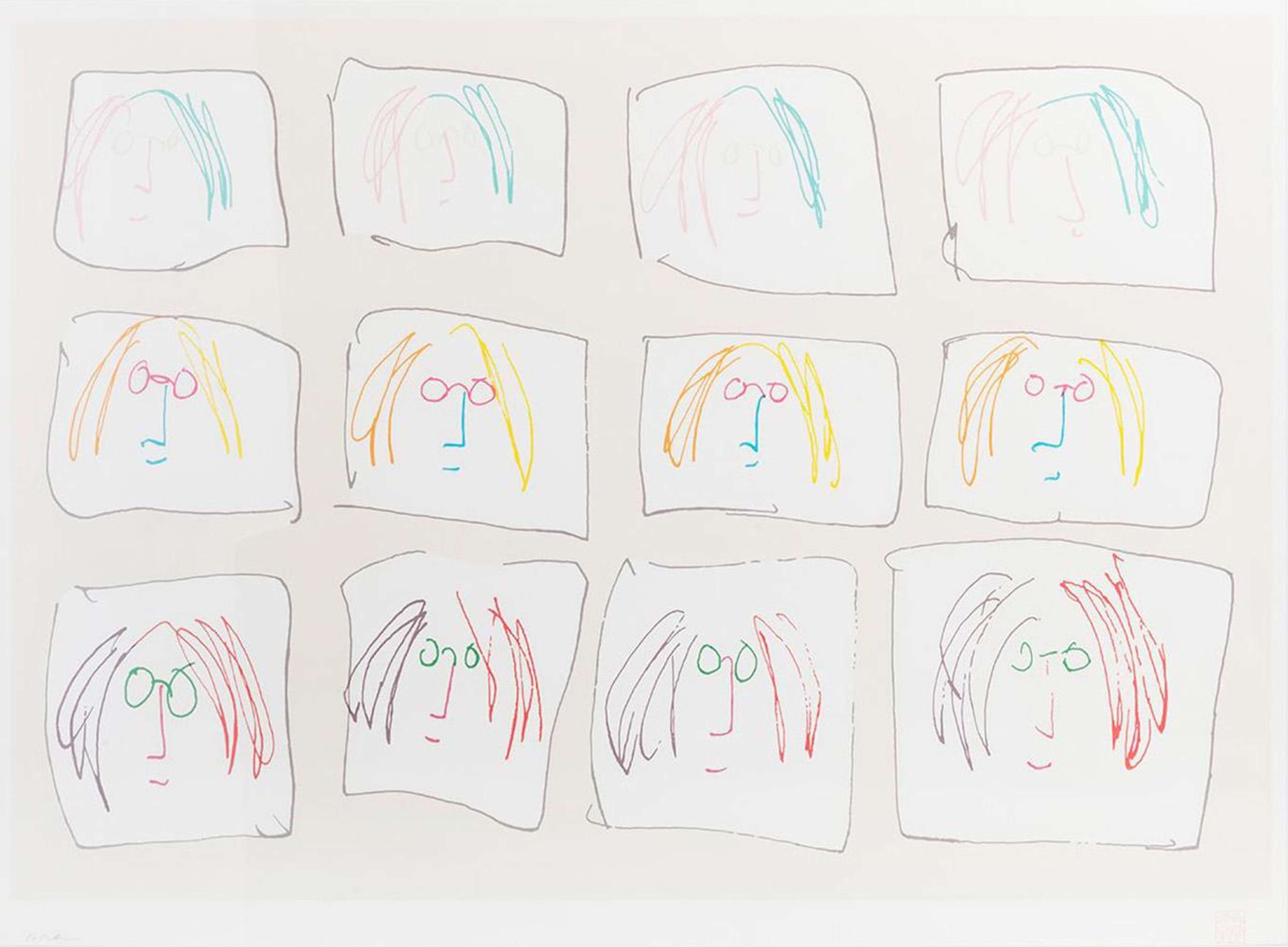 Douze « Sketches A » simples représentant un visage masculin