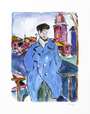 Bob Dylan: Man On A Bridge Dark Blue (2008) - Signed Print