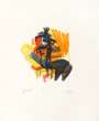 Henry Moore: Black Seated Figure On Orange Ground - Signed Print