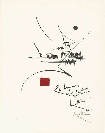 Hommage À Karl Amadeus Hartmann - Signed Print by Georges Mathieu 1964 - MyArtBroker
