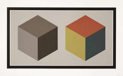 Double Cubes In Grays And Colours Superimposed - Signed Print by Sol Lewitt 1989 - MyArtBroker