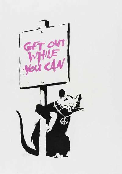 Get Out While You Can (pink) - Unsigned Print by Banksy 2004 - MyArtBroker