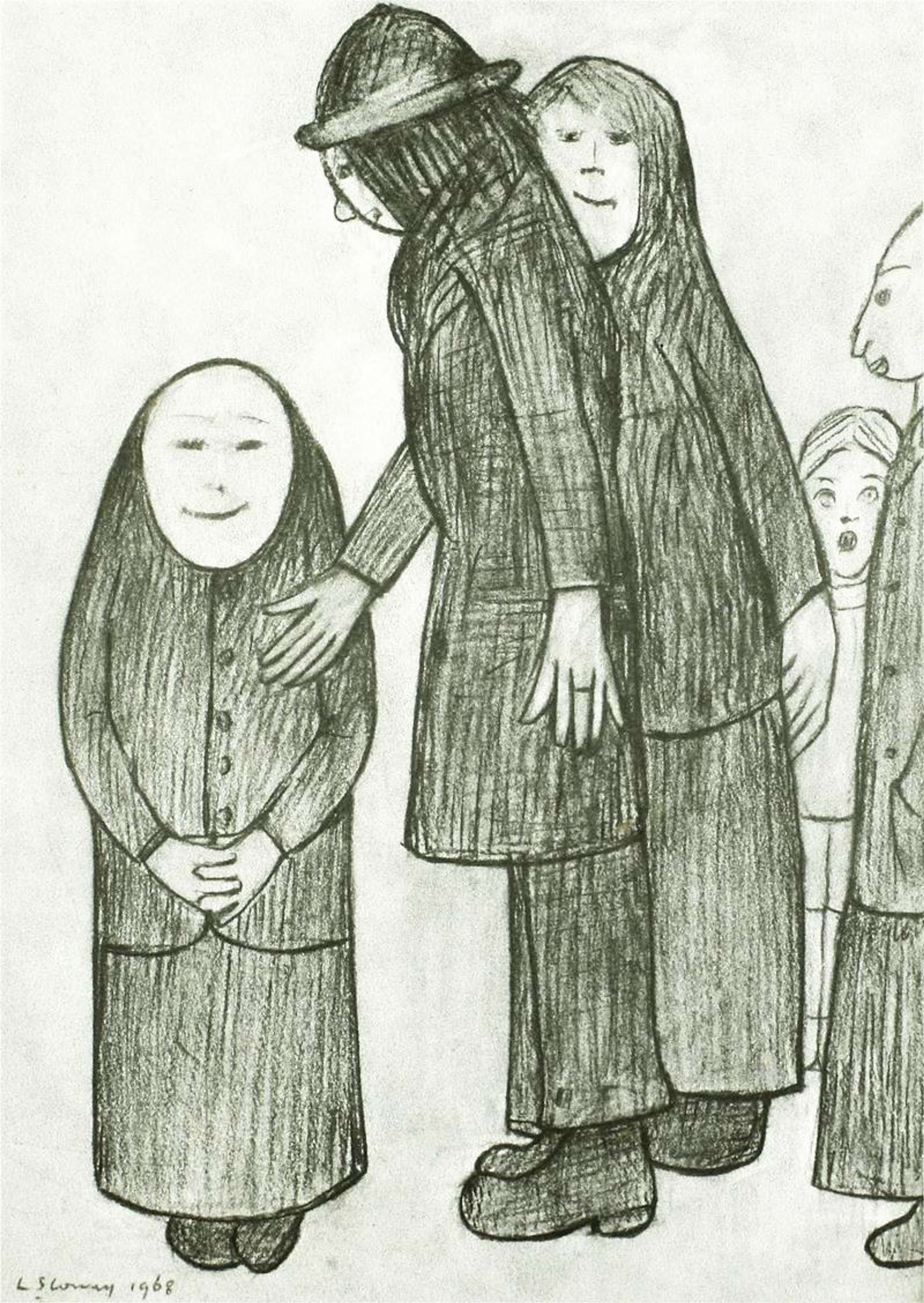 Family Discussion - Signed Print by L S Lowry 1974 - MyArtBroker