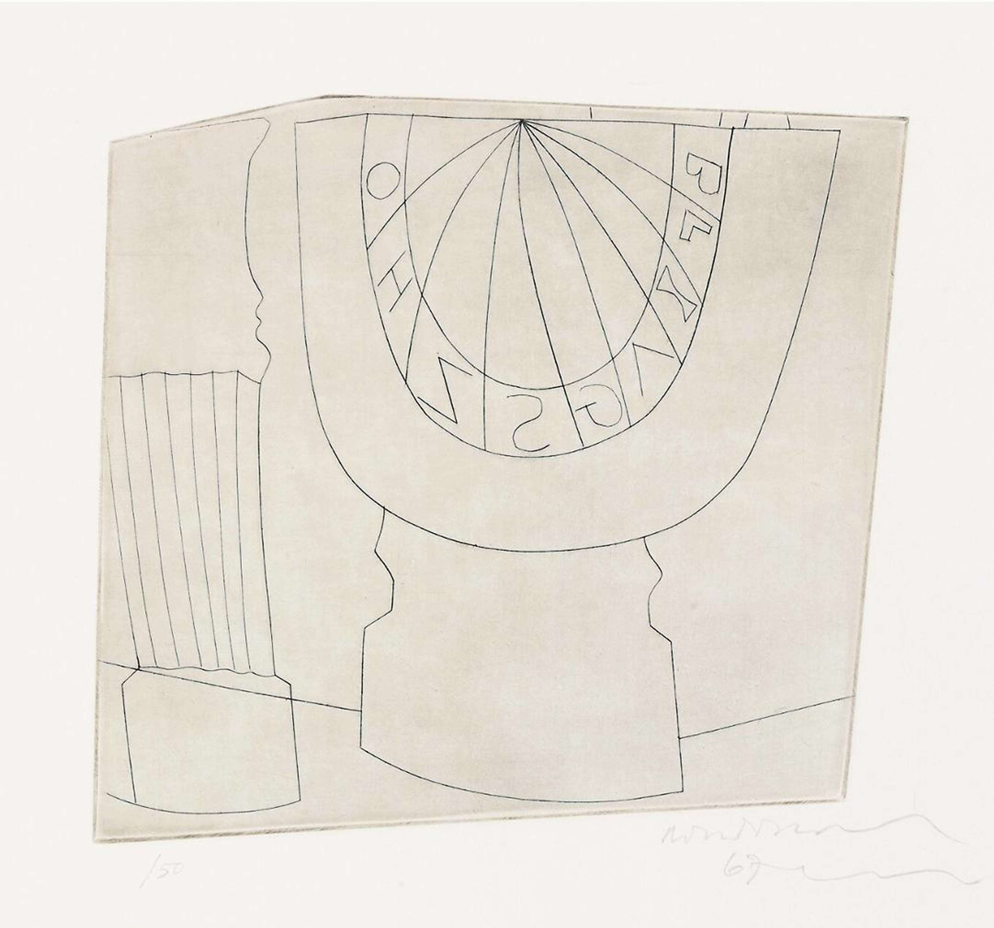 Turkish Sundial And Column - Signed Print by Ben Nicholson 1968 - MyArtBroker
