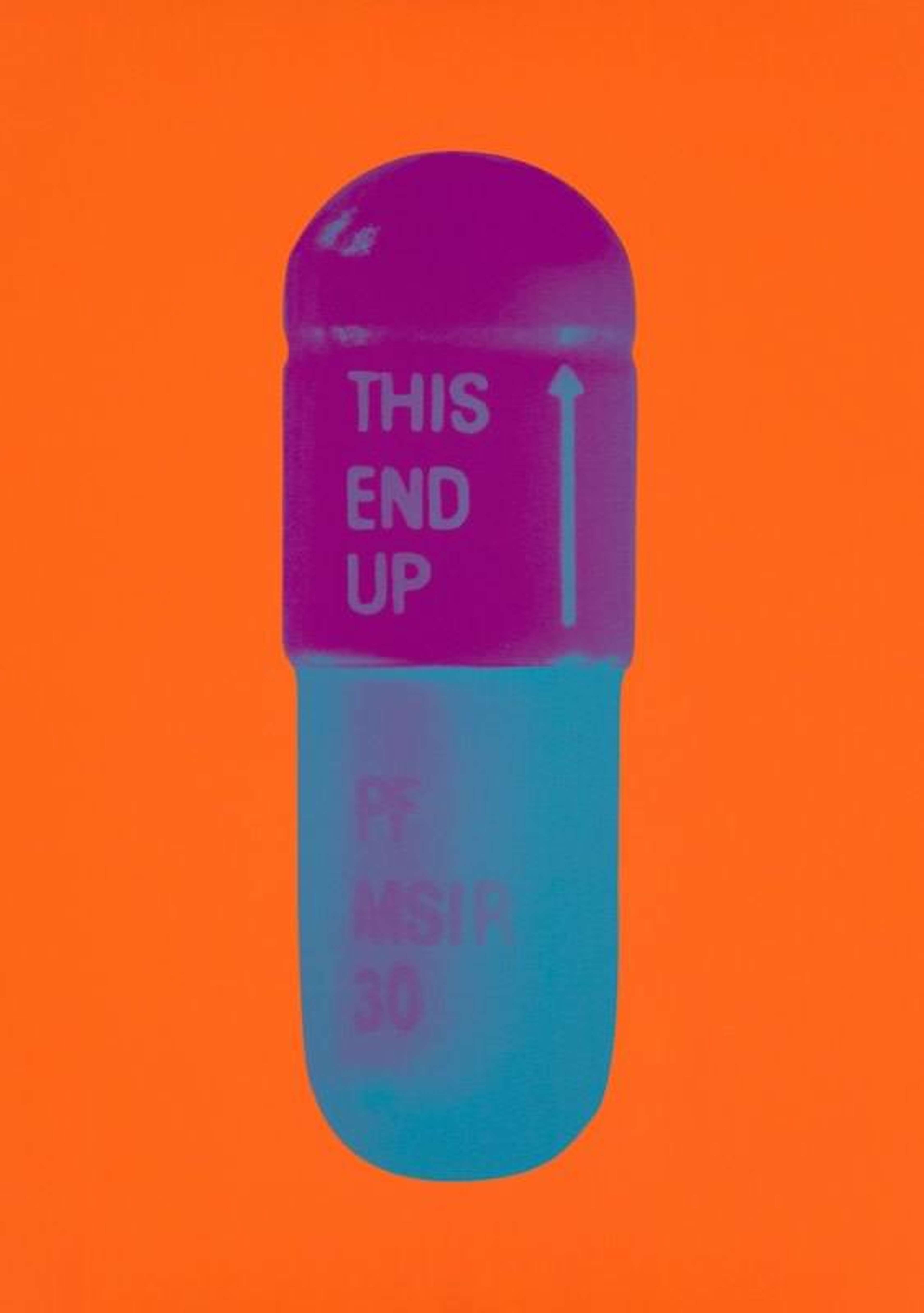 « The Cure (orange vif, orchidée, bleu air force) » par Damien Hirst