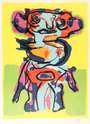 Karel Appel: Surrealist Human Creature - Signed Print