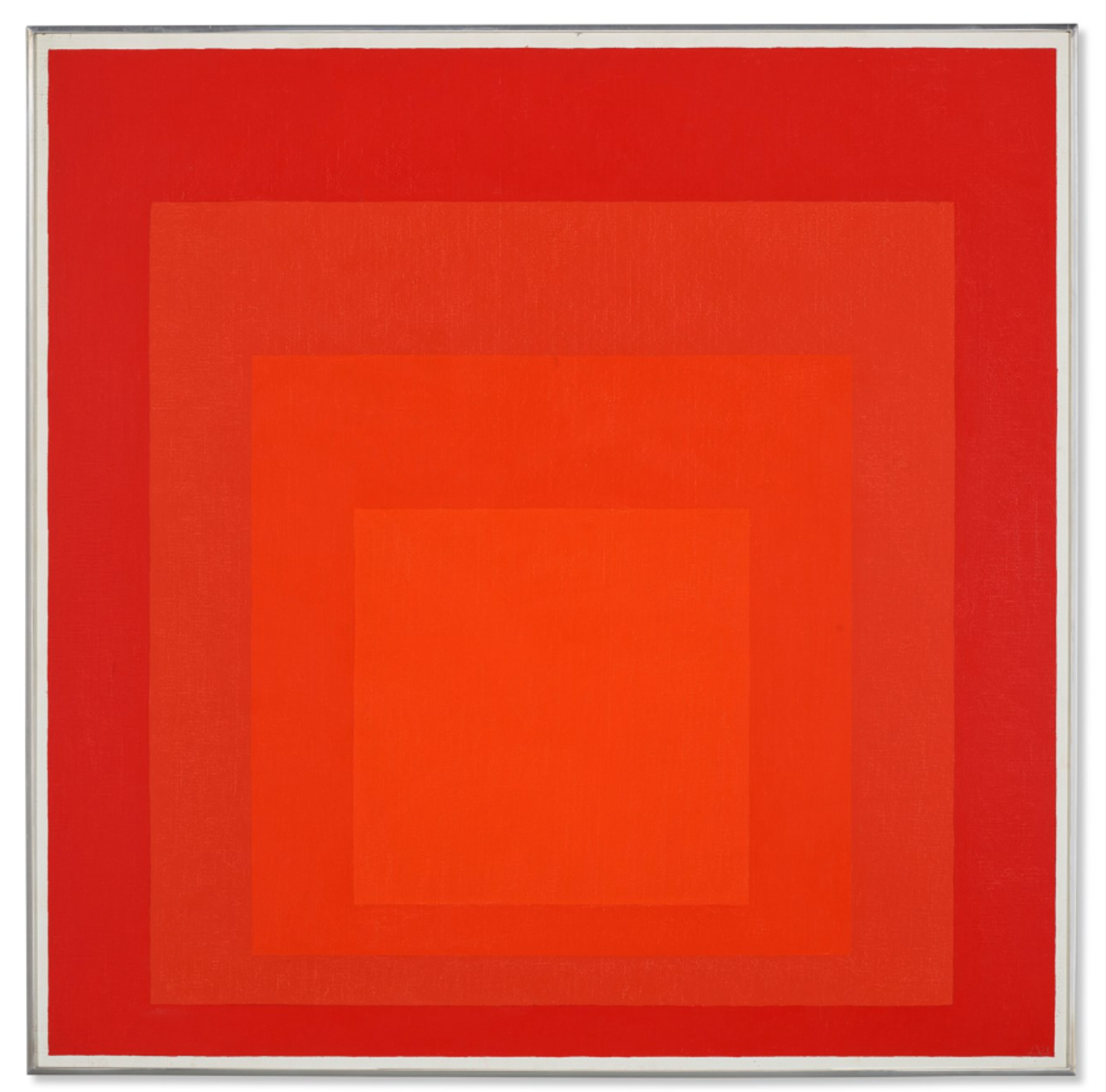 Four red nested squares, getting smaller and lighter in colour as they stack and moving slightly towards the bottom. The largest is the darkest red, and the smallest is the brightest red.
