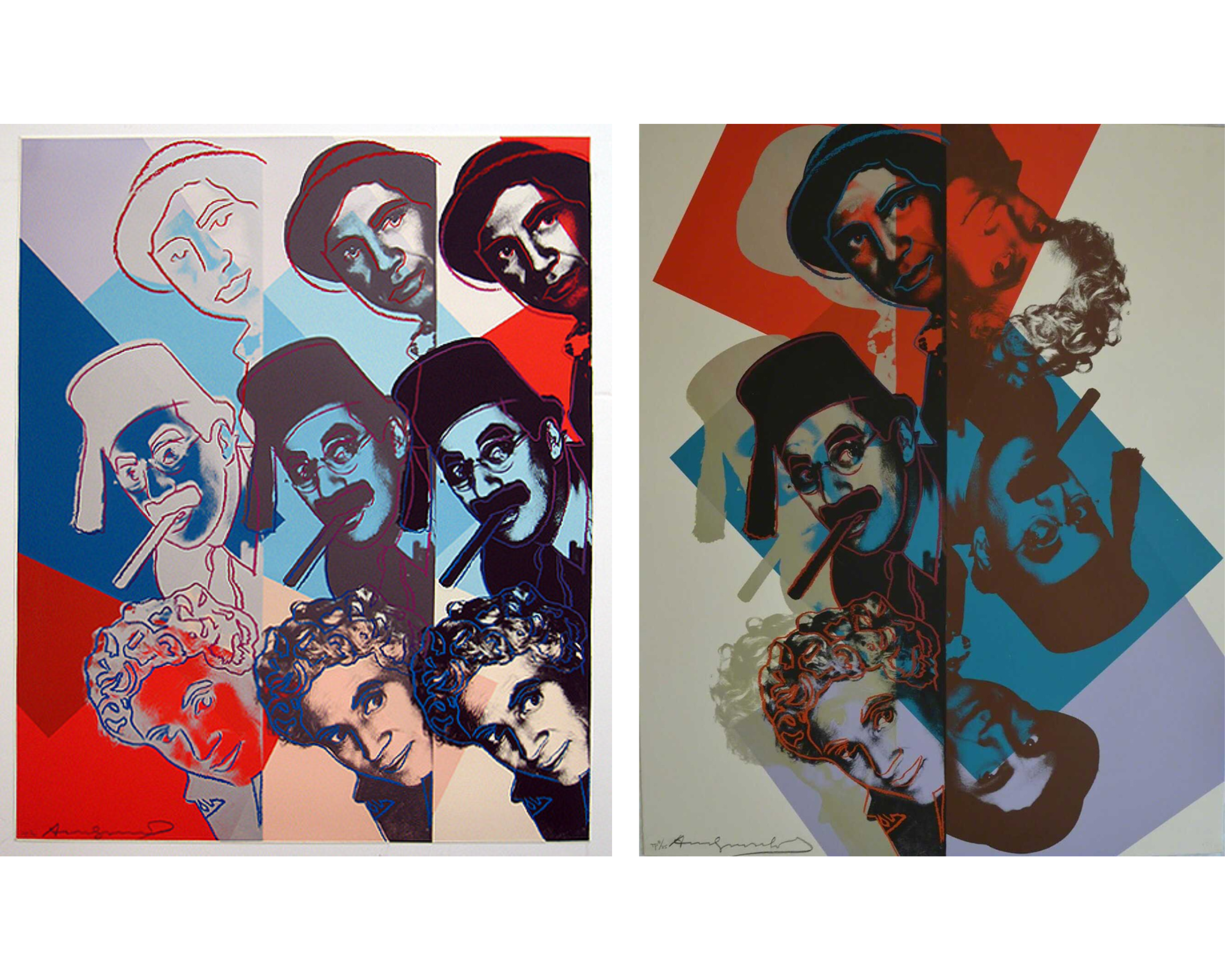 Comparaison entre l'édition principale et la preuve d'essai de « The Marx Brothers » par Andy Warhol - MyArtBroker