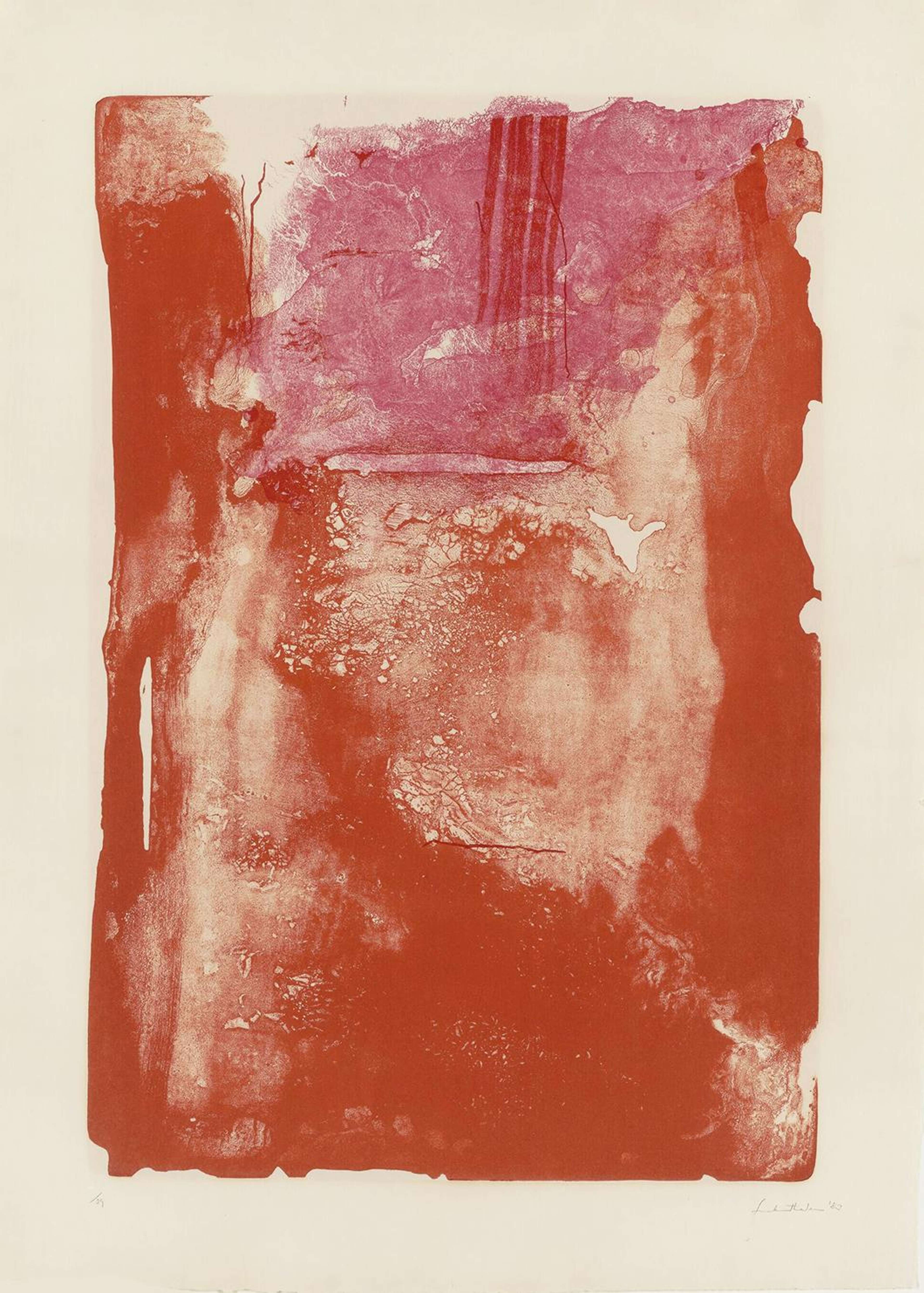 Oblong shape in hues of red and pink