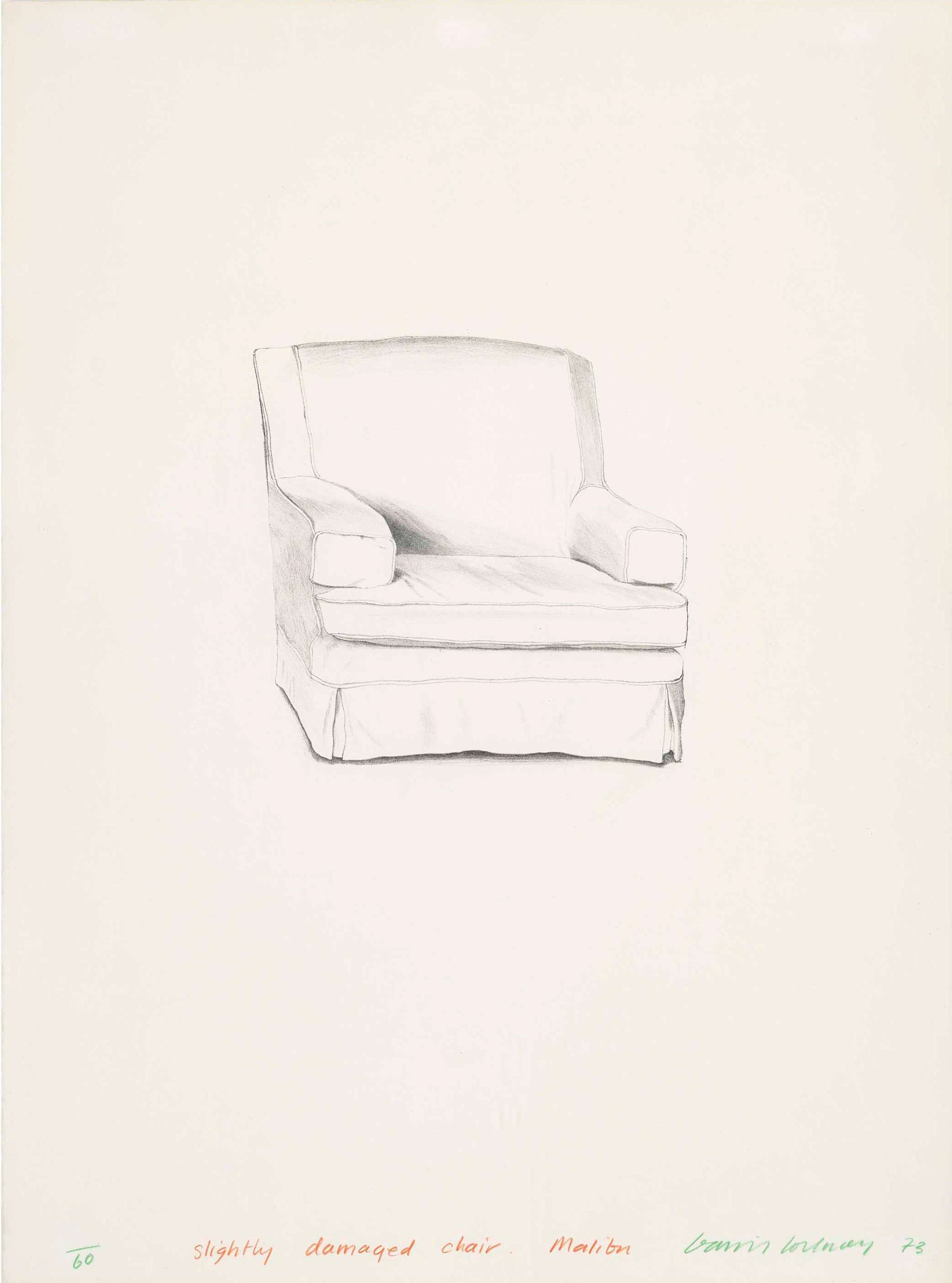 Slightly Damaged Chair, Malibu - Signed Print by David Hockney 1973 - MyArtBroker