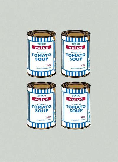 Soup Cans Quad (grey paper) - Signed Print by Banksy 2006 - MyArtBroker
