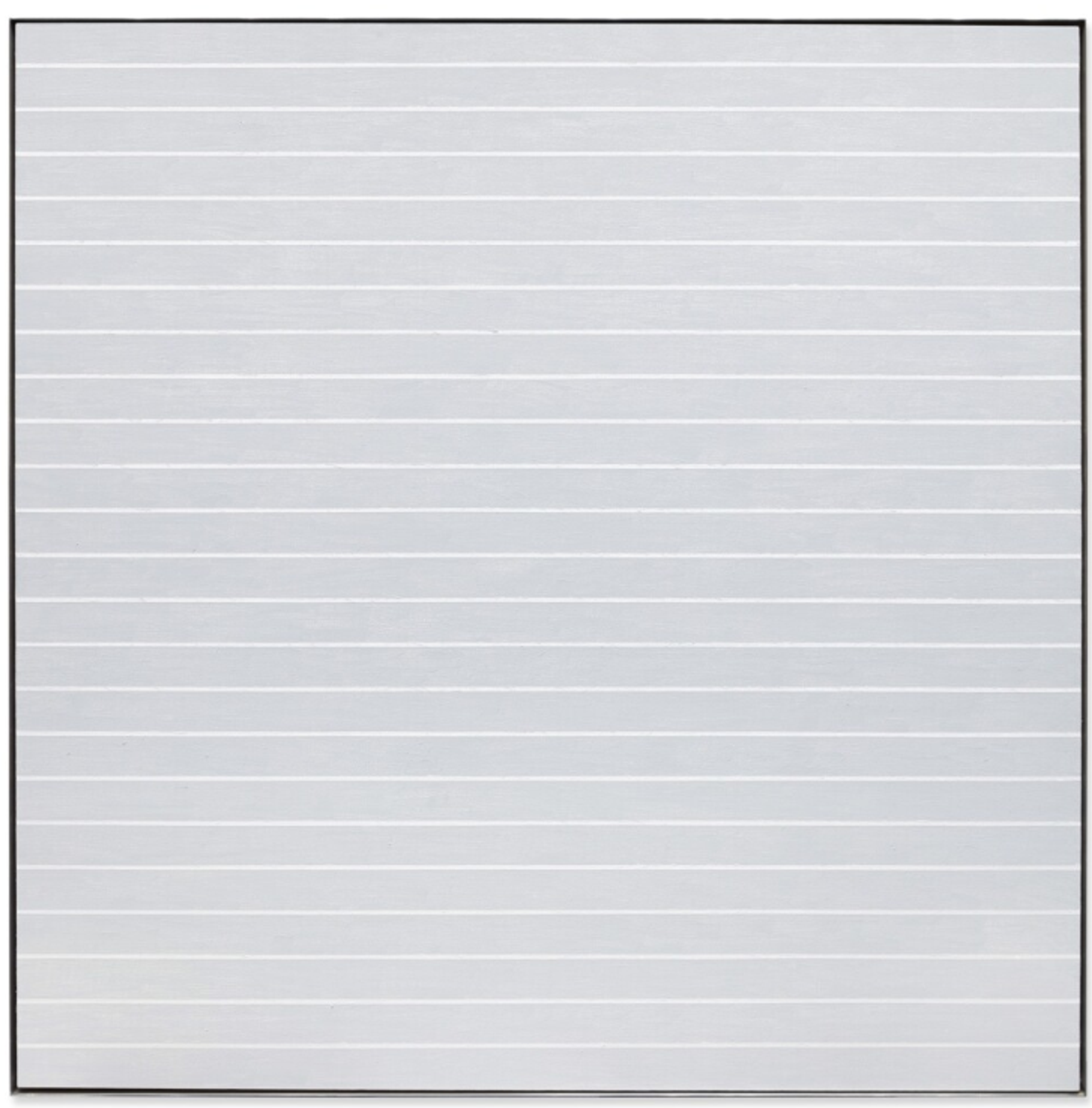 Square with white horizontal lines running across a pale grey canvas