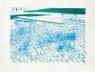 Lithograph Of Water Made Of Lines And A Green Wash - Signed Print
