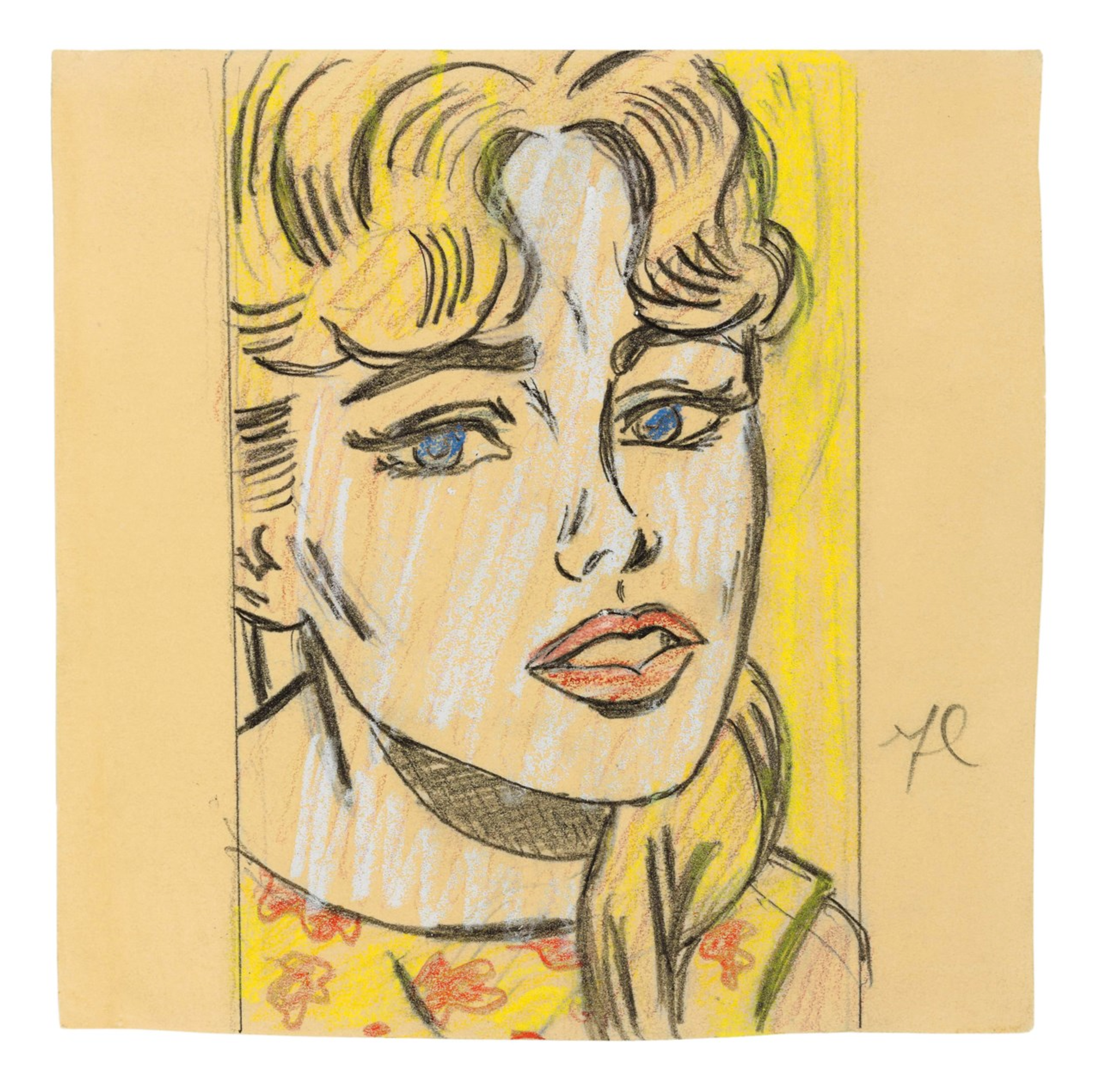 « Anxious Girl (étude) » par Roy Lichtenstein