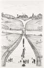 L S Lowry: Village On A Hill - Signed Print