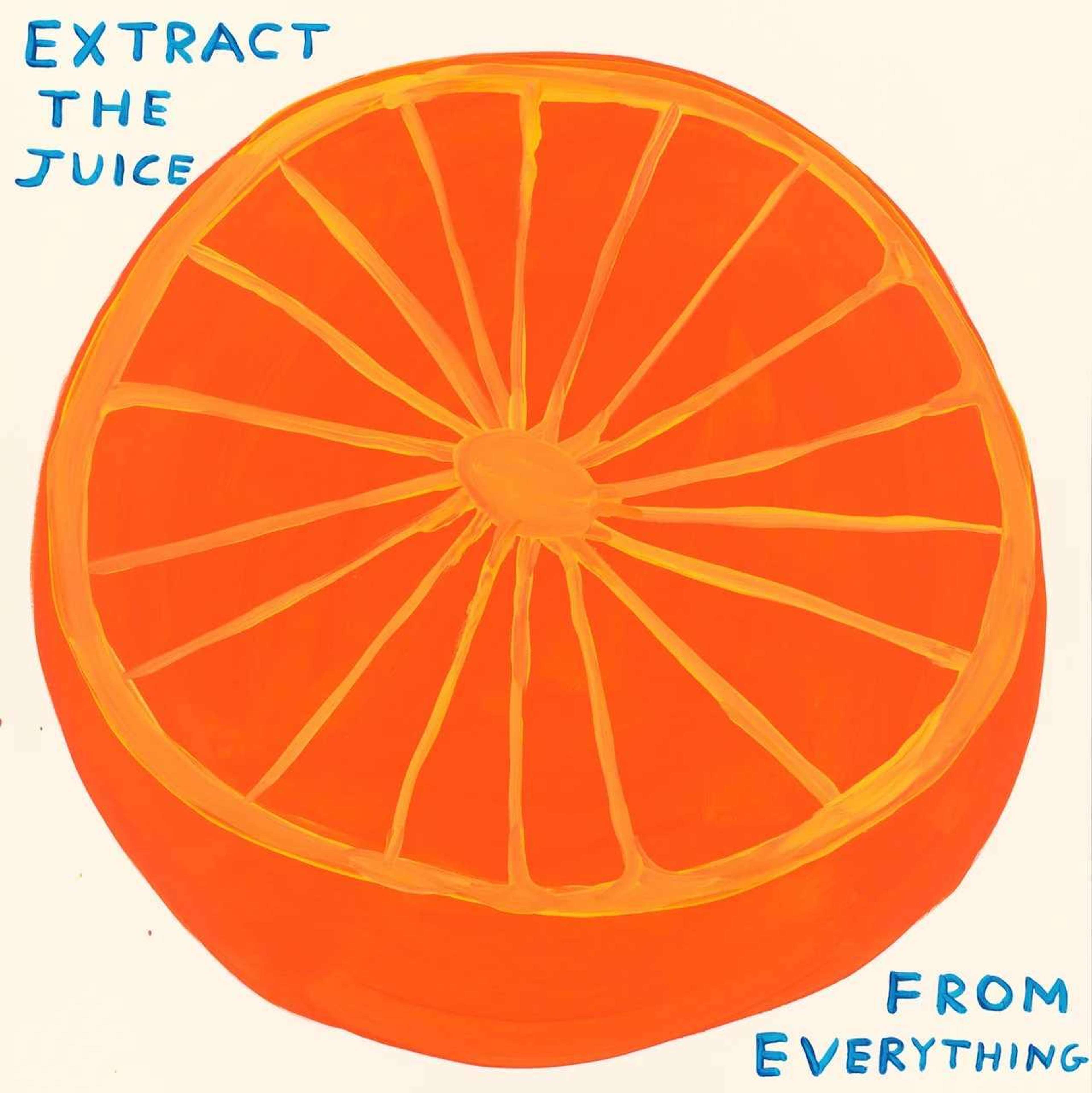 Cette estampe représente une moitié d'orange, avec le titre écrit en bleu dans les coins supérieur gauche et inférieur droit.