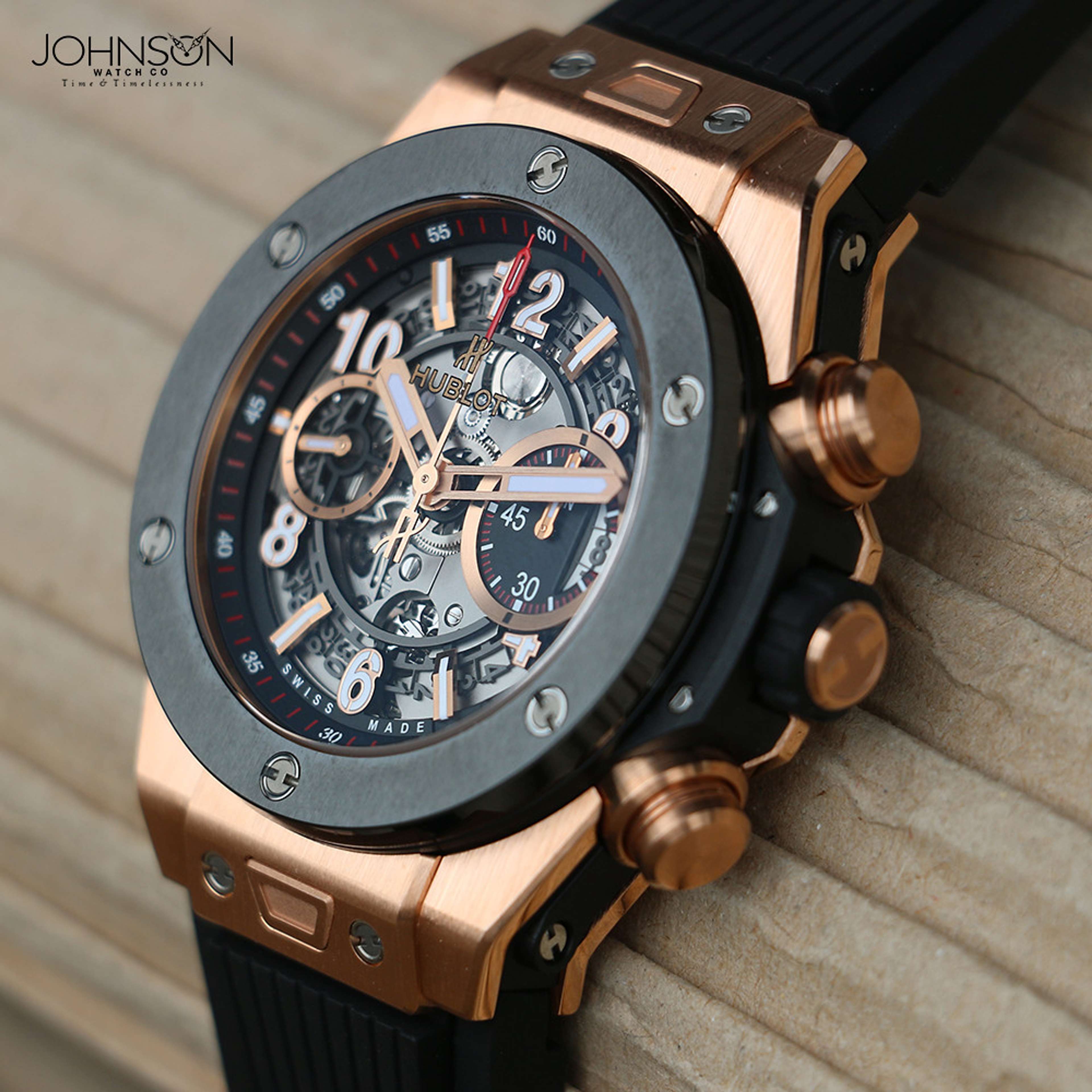 Une montre Hublot Big Bang Unico en or.