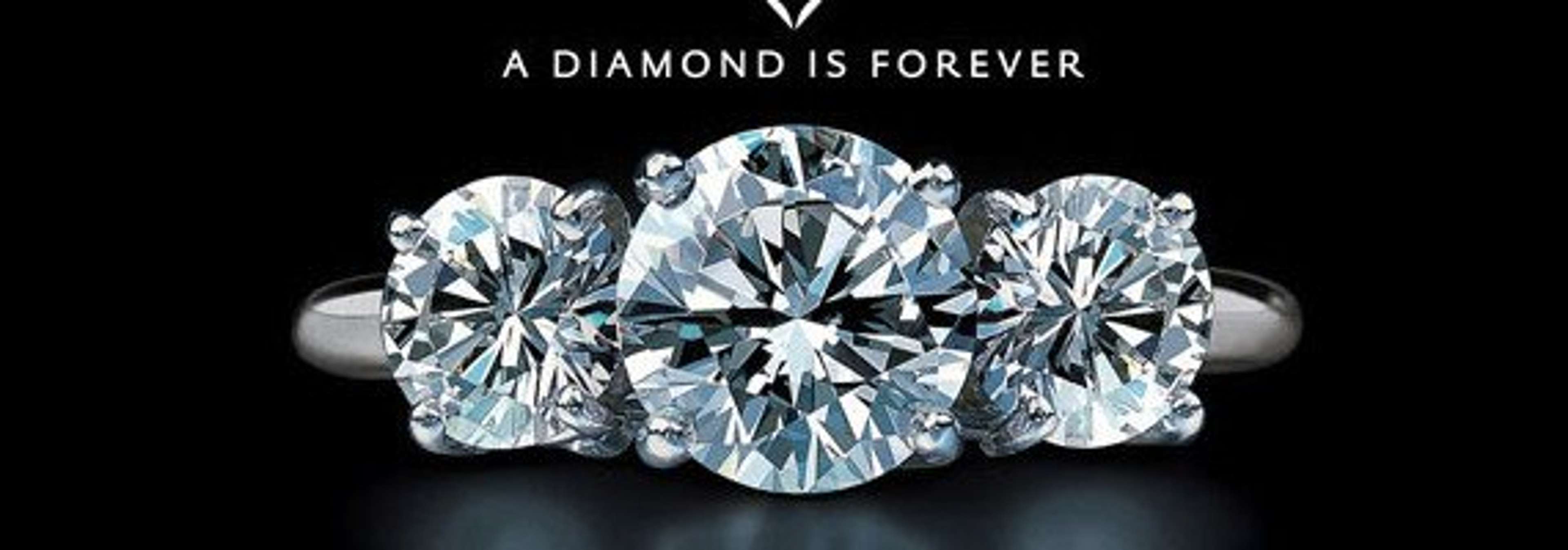 Une image d'une bague de fiançailles en diamant de la marque de joaillerie De Beers.