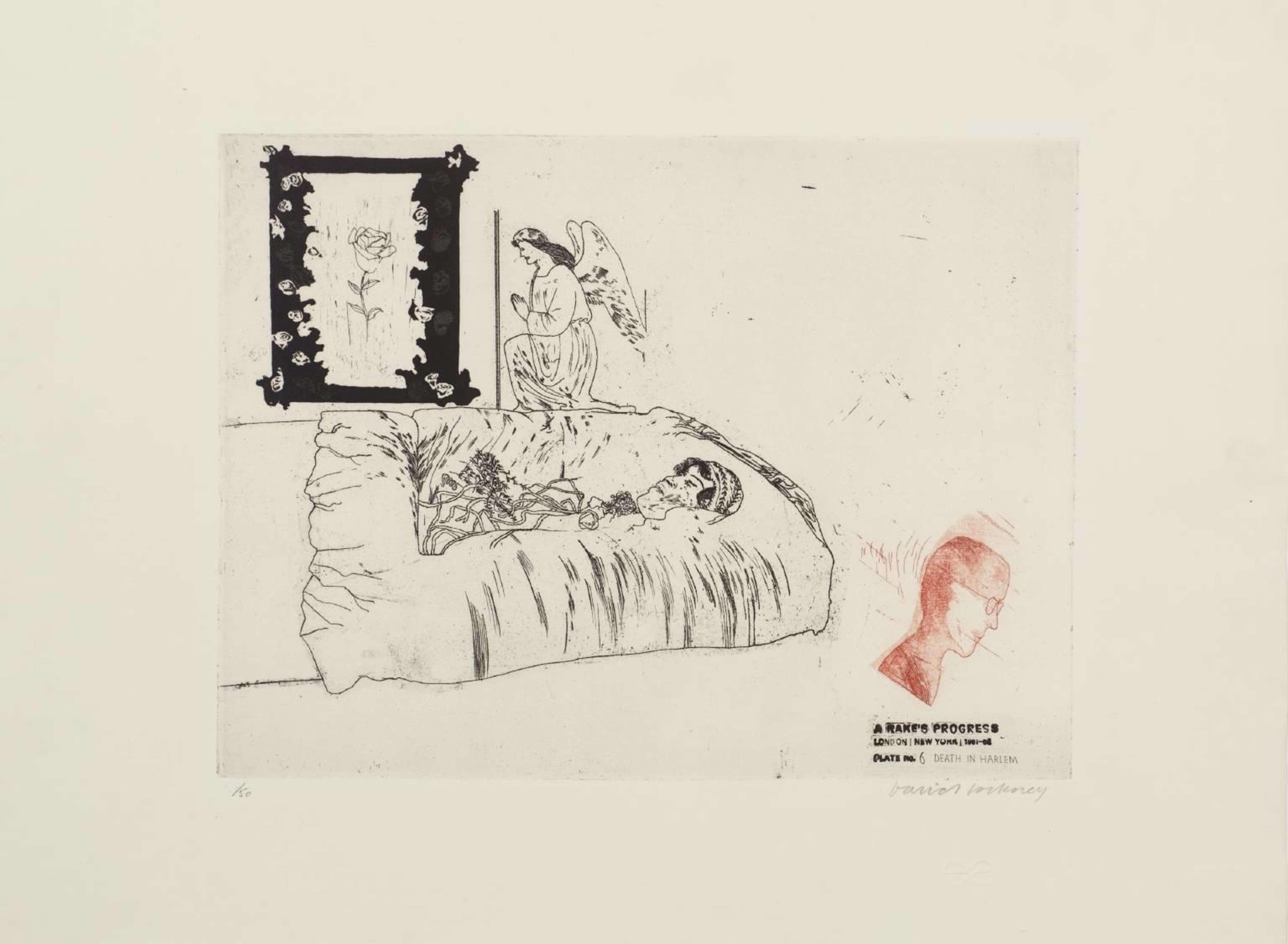An abstract sketch of a room within a funeral parlour 