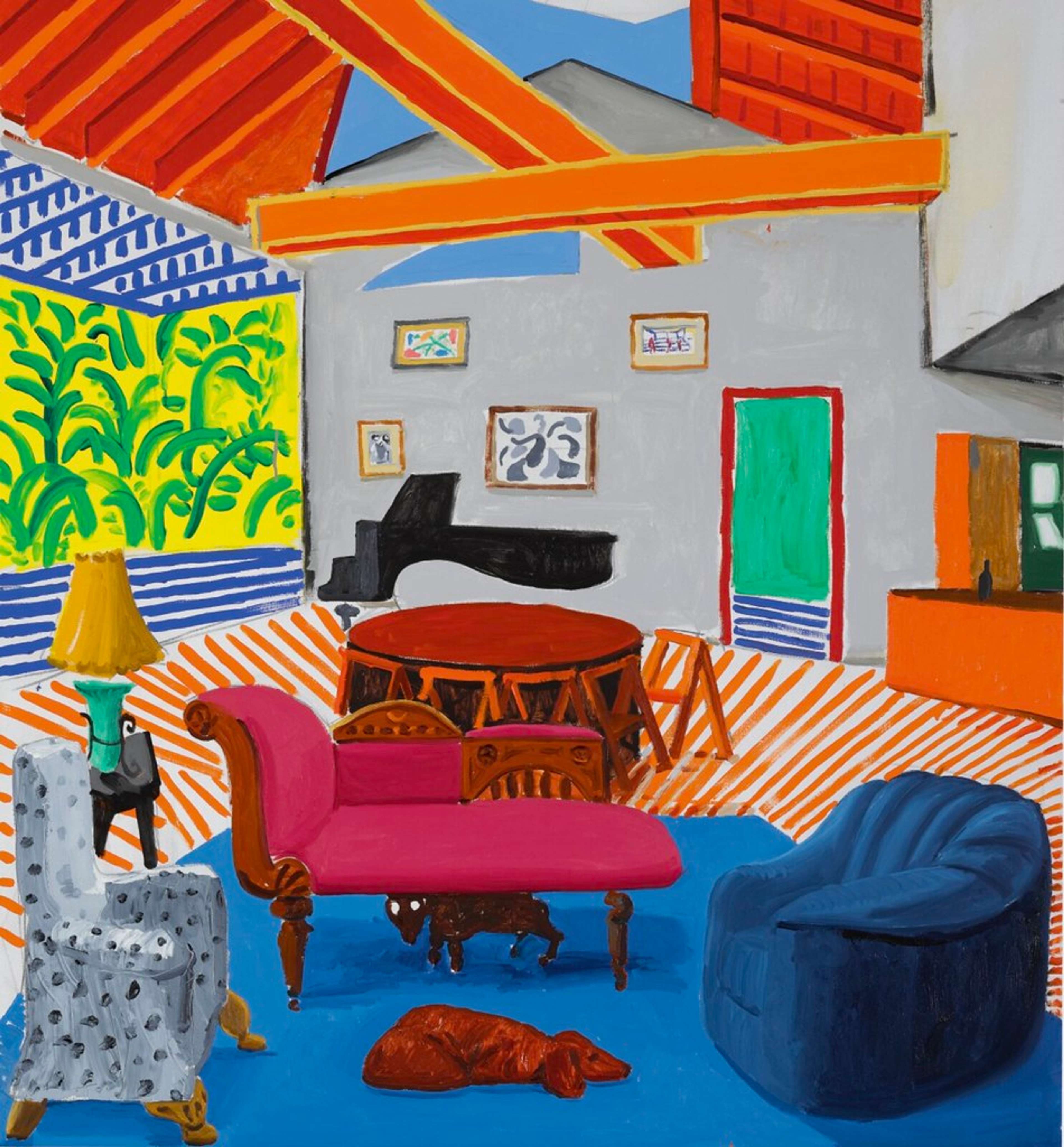 David Hockney : Intérieur Montcalm avec 2 chiens