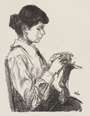Max Liebermann: Strickendes Mädchen - Signed Print