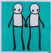 Holding Hands (teal) - Signed Print