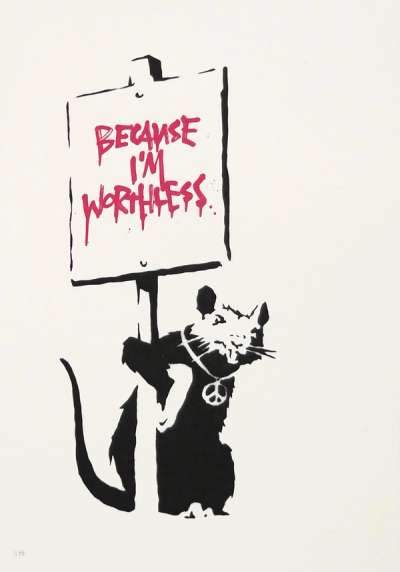 Because I'm Worthless (red) - Unsigned Print by Banksy 2004 - MyArtBroker