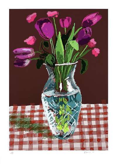 16th March 2021, Tulips In Cut Glass - Signed Print by David Hockney 2021 - MyArtBroker