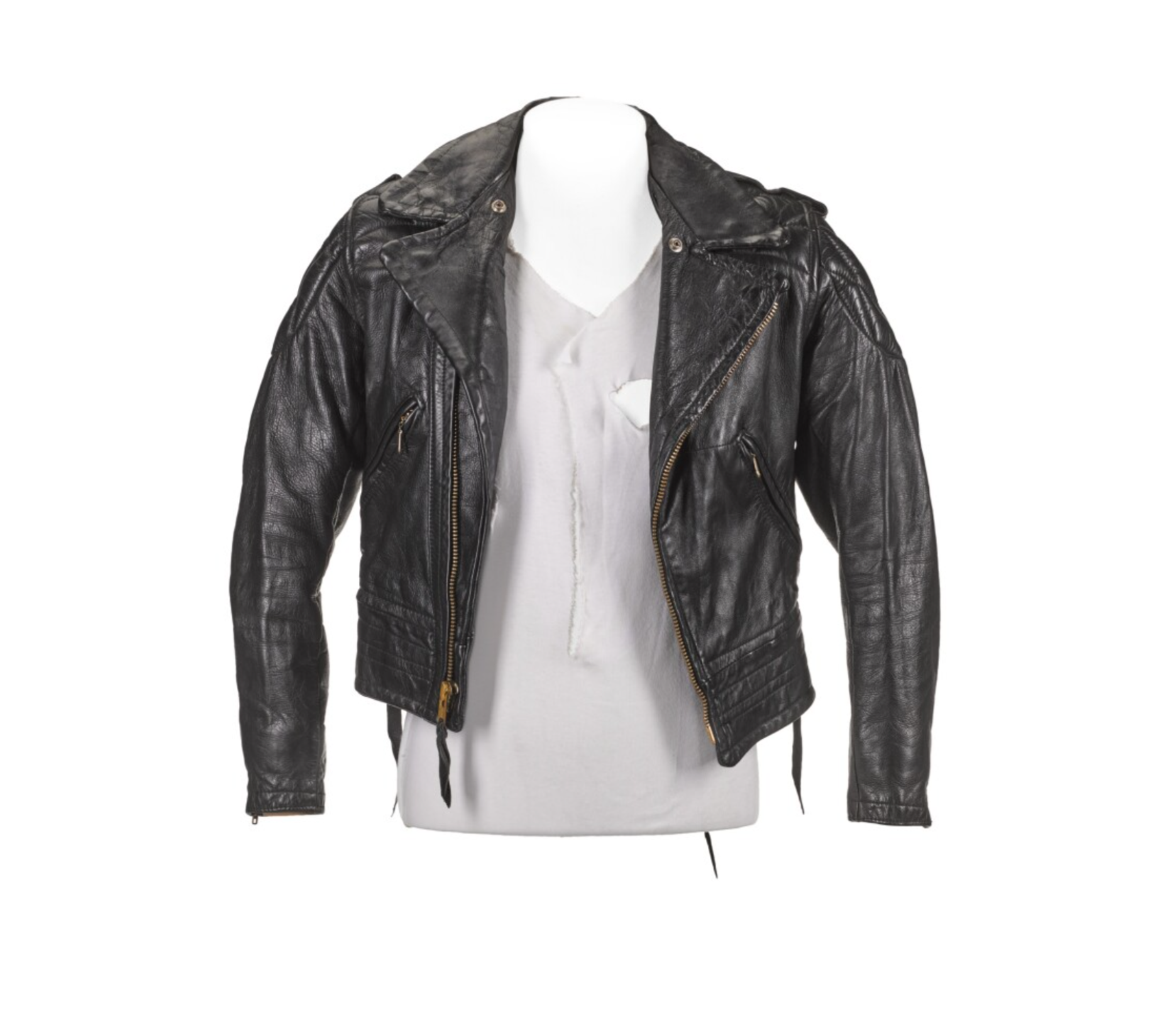Une image d'une veste en cuir noir ayant appartenu à Freddie Mercury