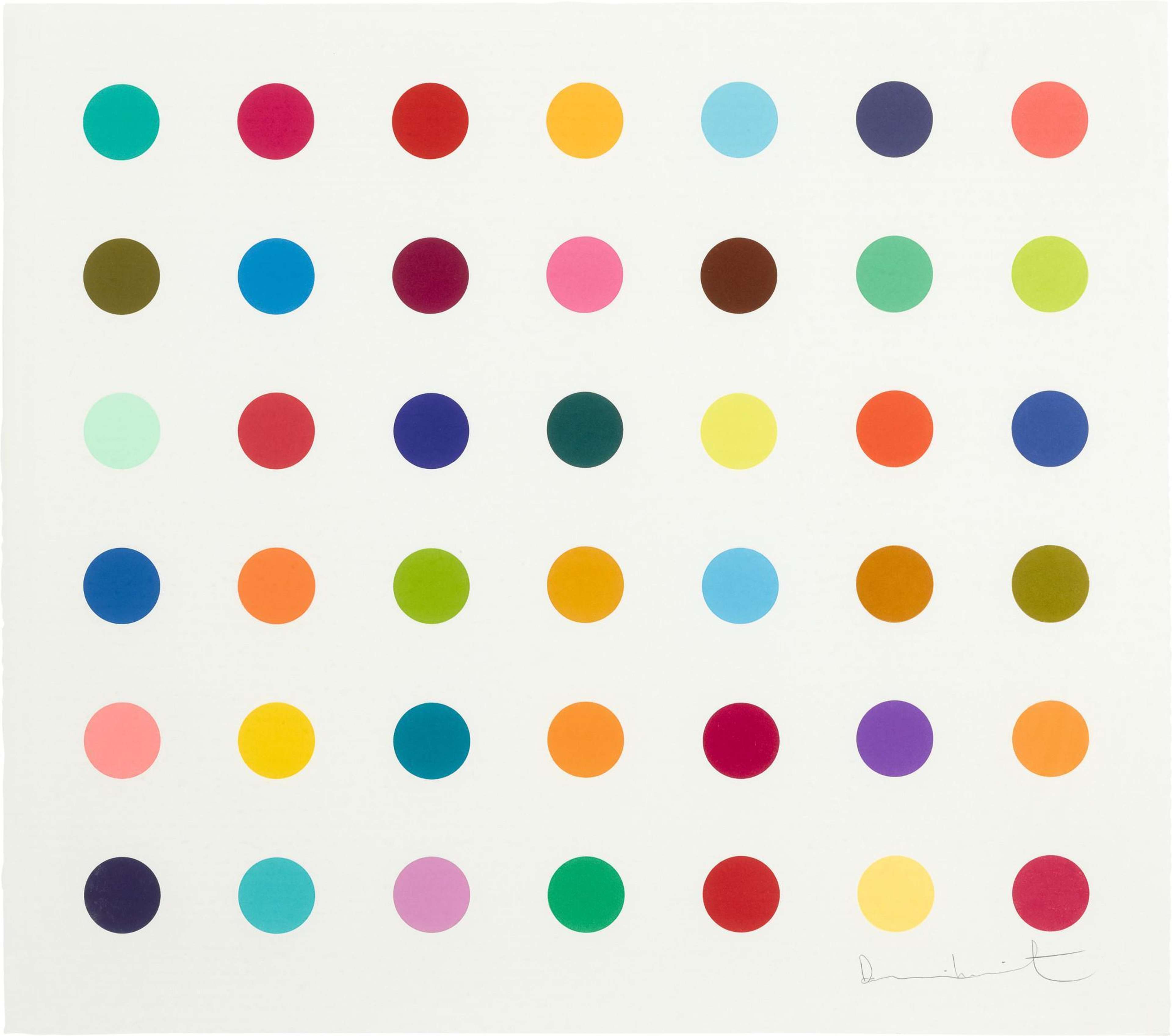 Une grille de points de couleurs différentes et de taille identique