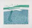 Lithographic Water Made Of Lines, Crayon And A Blue Wash - Signed Print