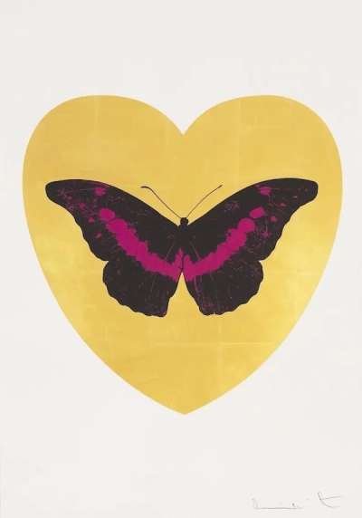 I Love You (gold leaf, black, fuchsia) - Signed Print by Damien Hirst 2015 - MyArtBroker