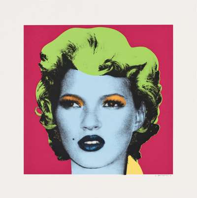 Kate Moss (red, hair lime green) - Signed Print by Banksy 2005 - MyArtBroker