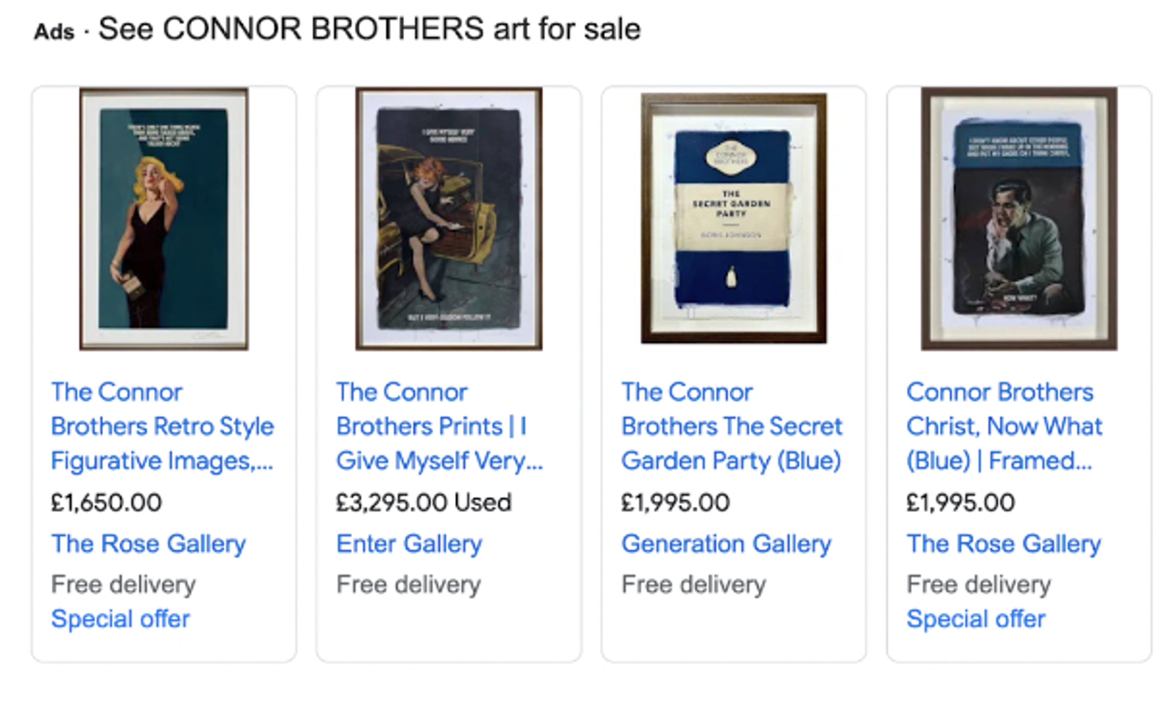 Résultats Google Shopping Connor Brothers Octobre 2022